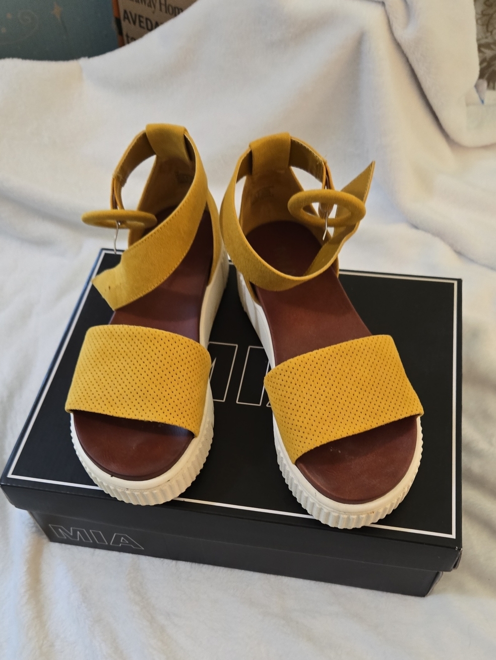 MIA Yellow Platform Ankle-Strap Sandals